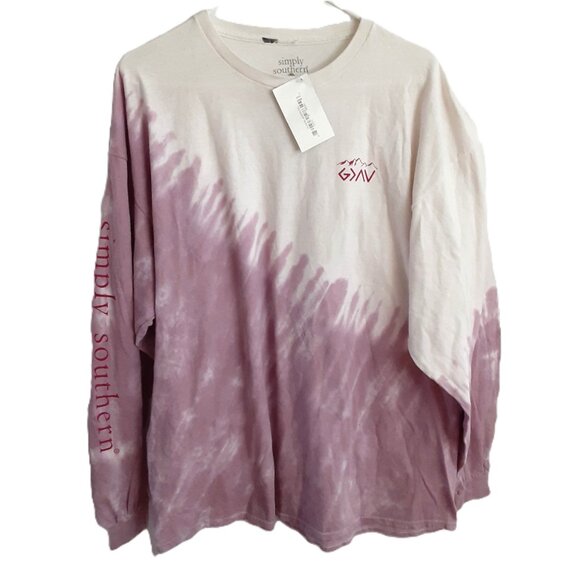 Simply Southern T-Shirt Size 2XL Long Sleeve Pullover Purple White NWT God - Picture 6 of 11